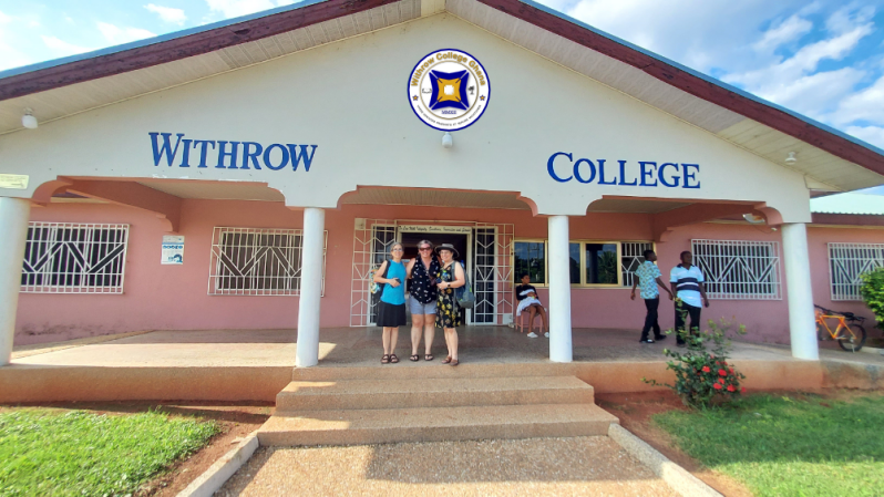 Descendents of Margaret & Frank Withrow visiting Withrow College in 2023