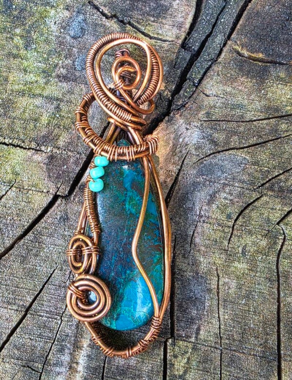 Chrysocolla hanger - Steen van diepe innerlijke balans, communicatie en creativiteit