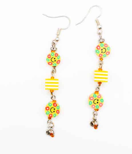 Oorbellen smiley, geel /Earrings smiley, yellow