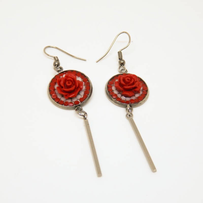 mosaic earrings with rose