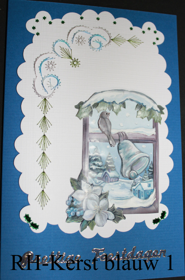 Kerst & Nieuwjaars wenskaart blauw - handgemaakt