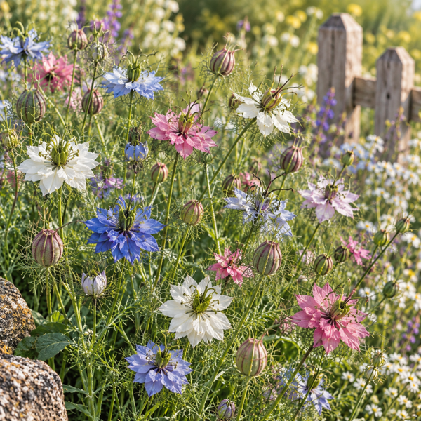Juffertje in`t groen Jewels mix - Nigella damascena Persian Jewels mix  100 zaden