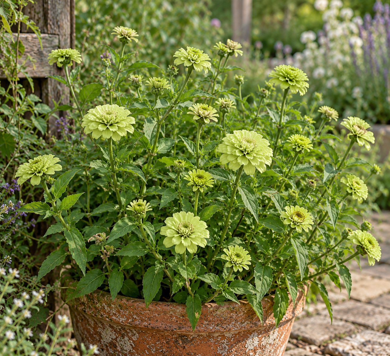 Zinnia Queen Lime - Zinnia elegans Queen Lime  20 zaden