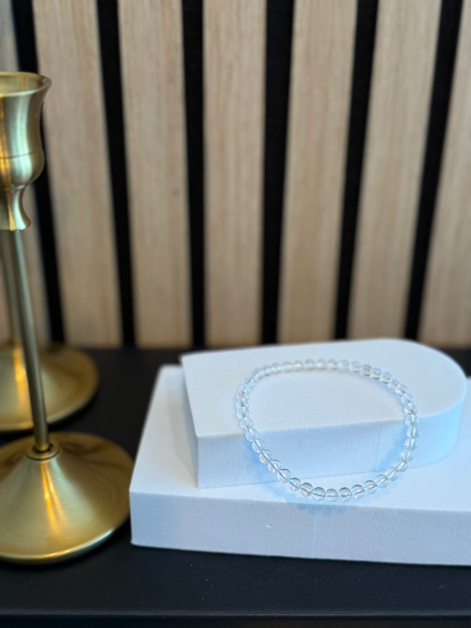 Kogelarmband 4mm Bergkristal