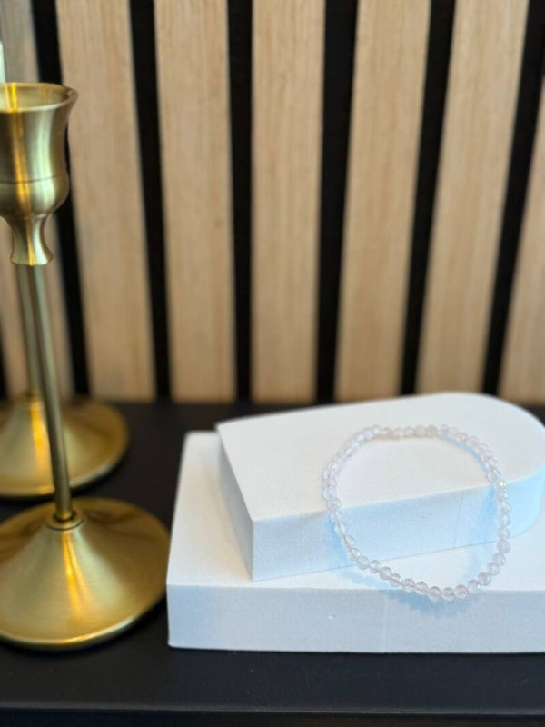Kogelarmband 4mm Rozenkwarts Facet geslepen