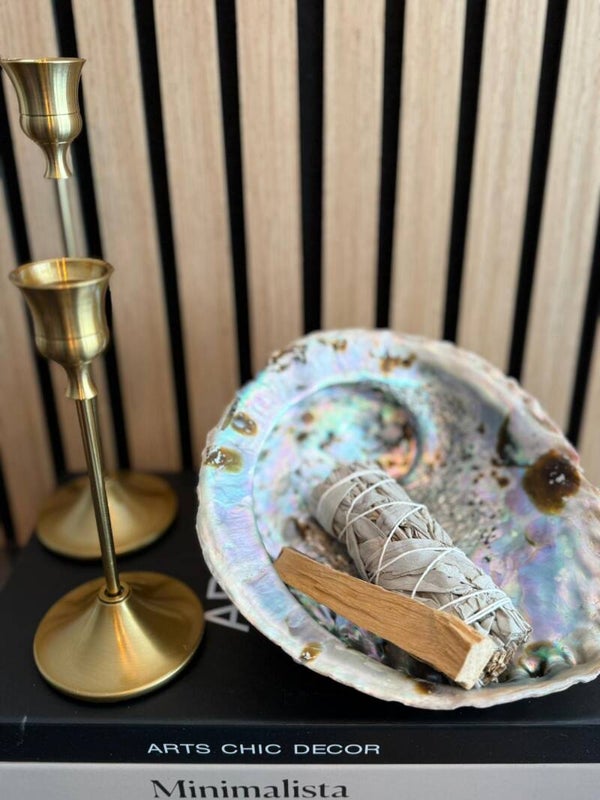 Huisreiniging Set – Grote Abalone Schelp, Witte Salie & Palo Santo