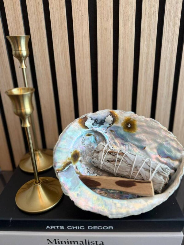 Huisreiniging Set – Grote Abalone Schelp, Witte Salie & Palo Santo