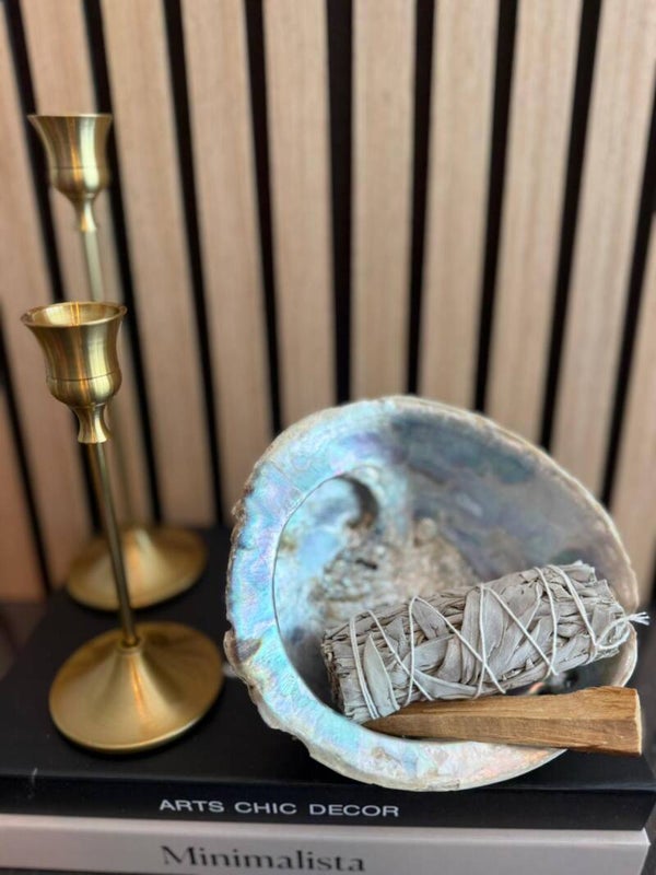 Huisreiniging Set – Grote Abalone Schelp, Witte Salie & Palo Santo