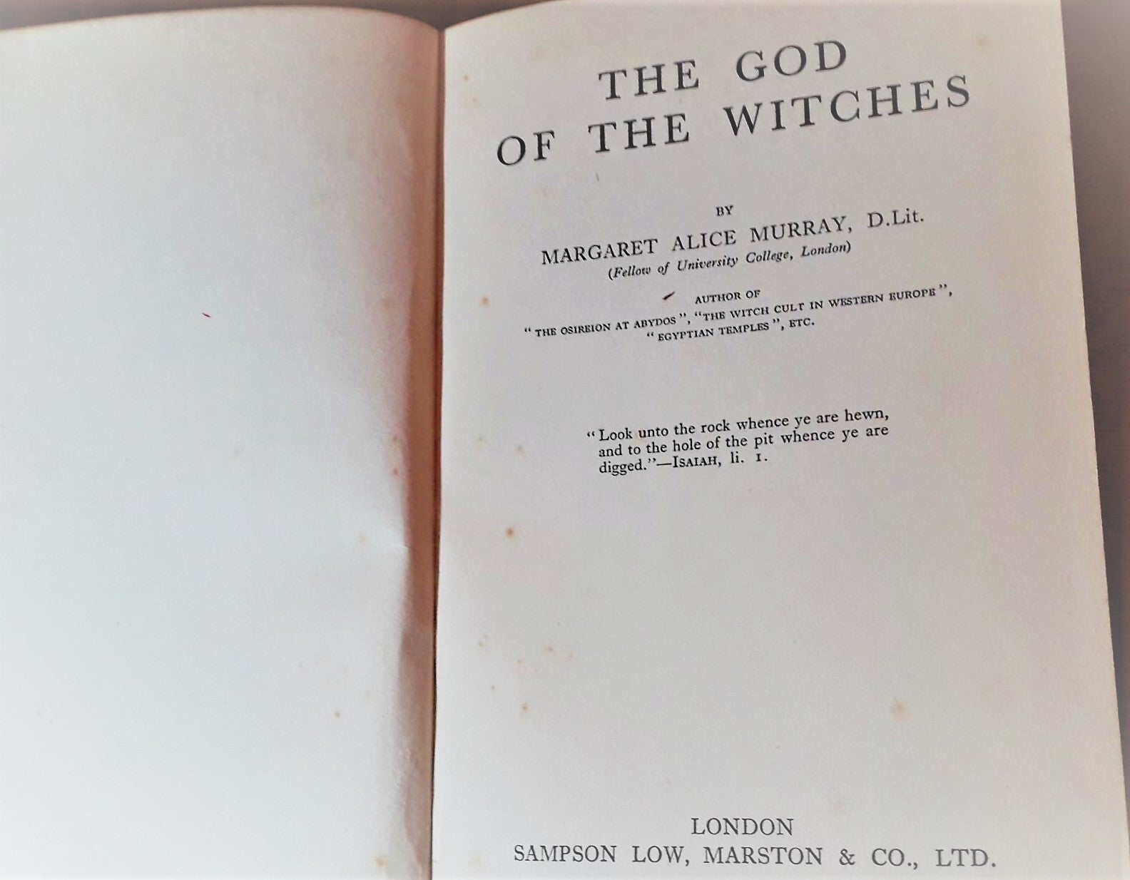 Murray, Margaret Alice - God of the Witches