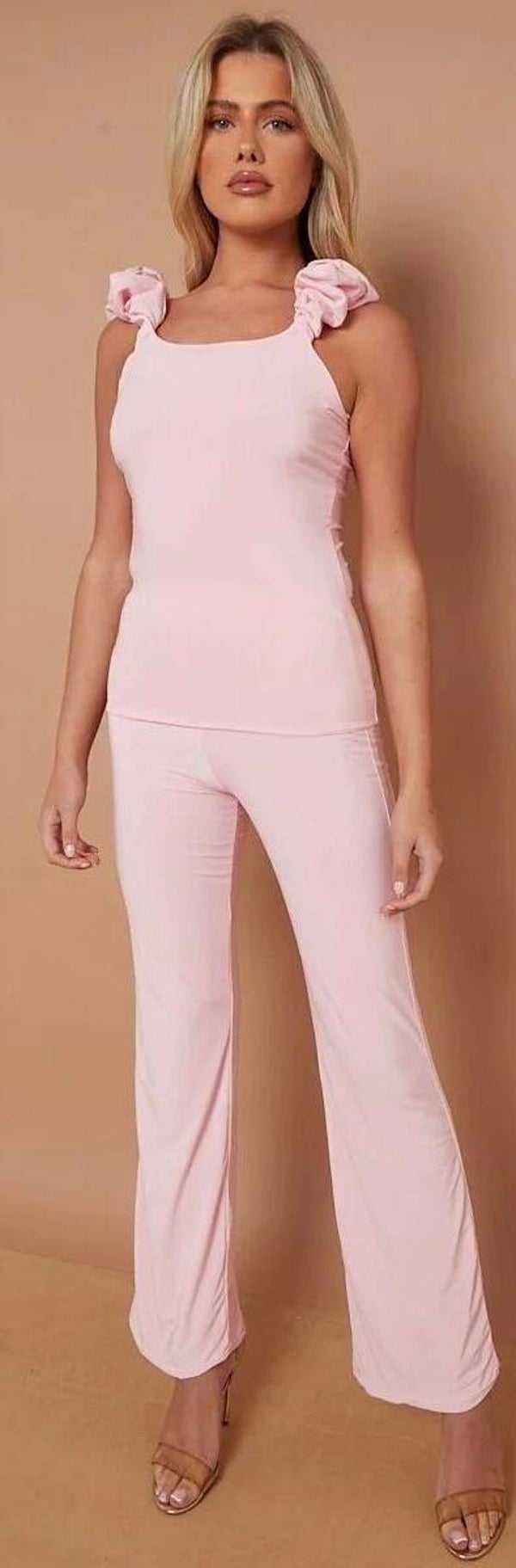 Ruffled top and trouser co-ord set
