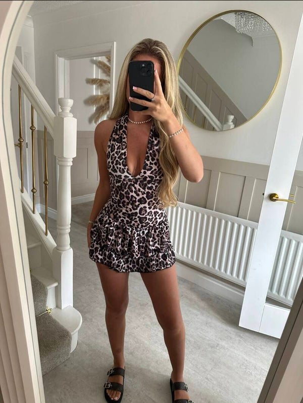 Slinky stretchy leopard printed playsuit