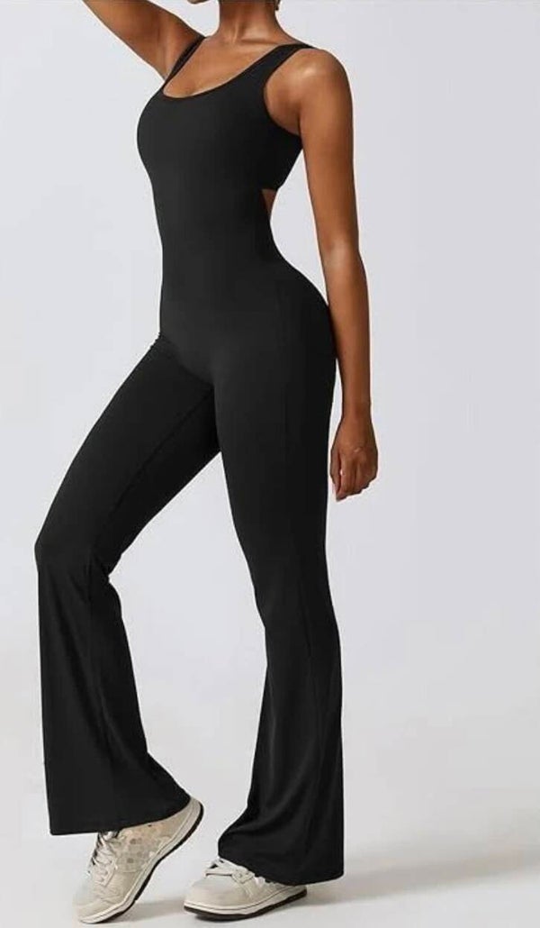 Slinky runched bum flared jumpsuit