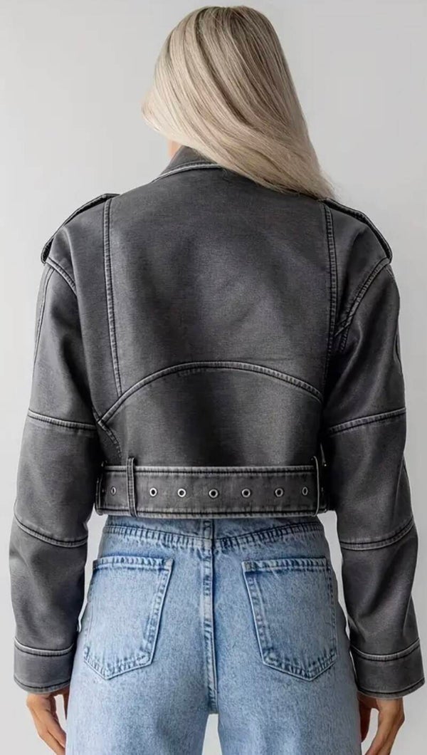 Premium Faux Leather jacket with belt