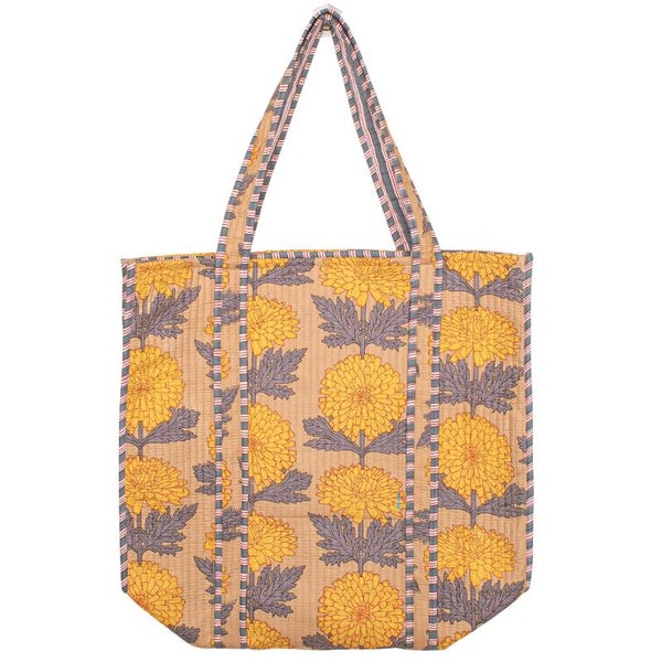Bohemian schoudertas - Tote Bag - gele bloemen
