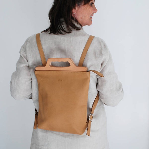 backpack S, leren rugtas 'PUC' , cognac