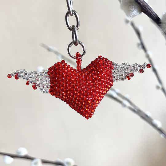 (sleutel)hanger hart met vleugels