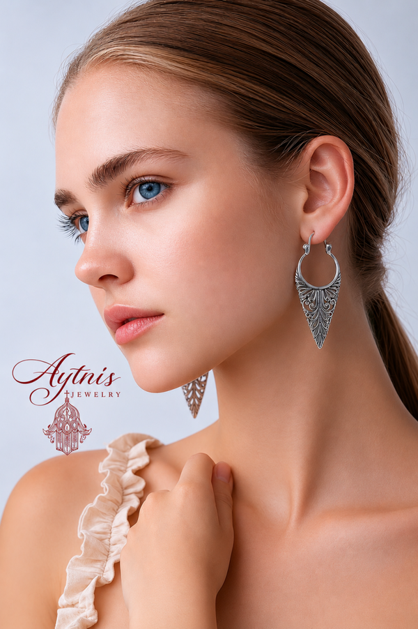 The Silver Feather Bloom Earrings