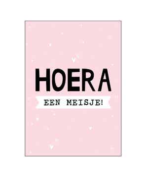 Wenskaart - Hoera een meisje
