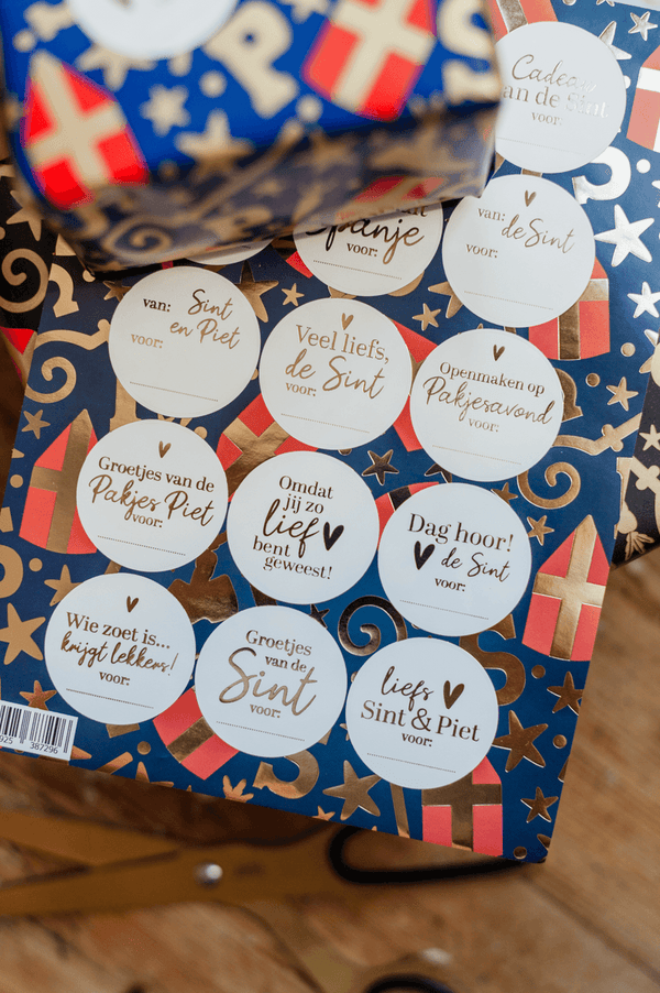 A5 stickervel Sinterklaas Luxe – Feeststickers goudfolie (per stuk)
