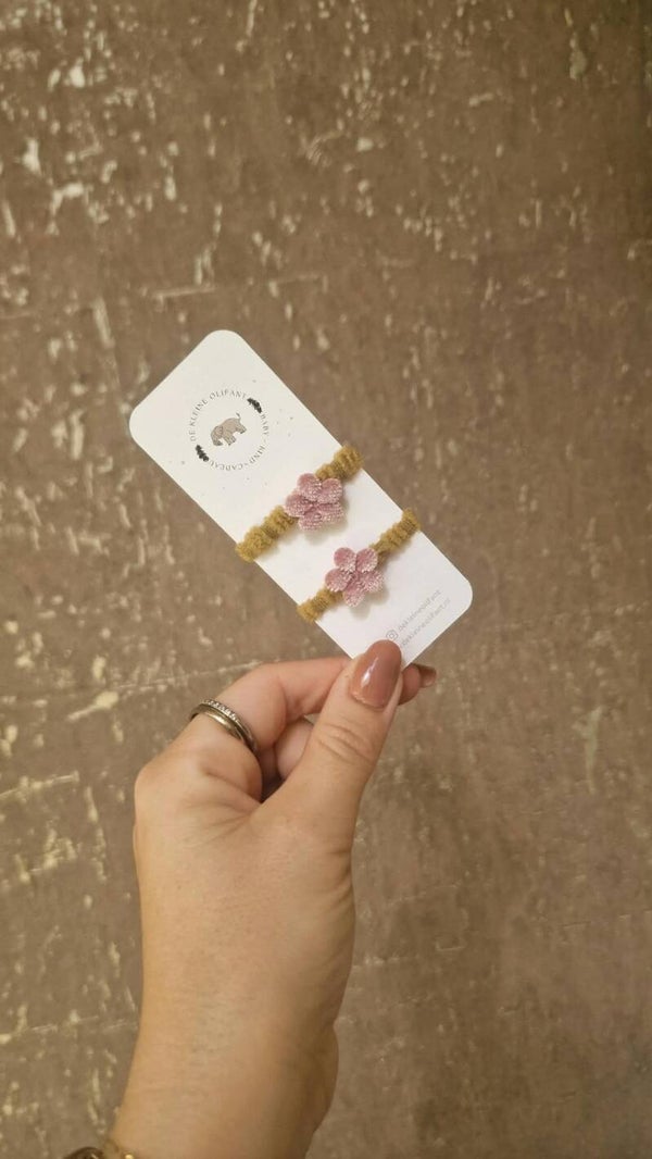 Haarelastiekjes Baby - Bloemetje - Fluffy/Roze