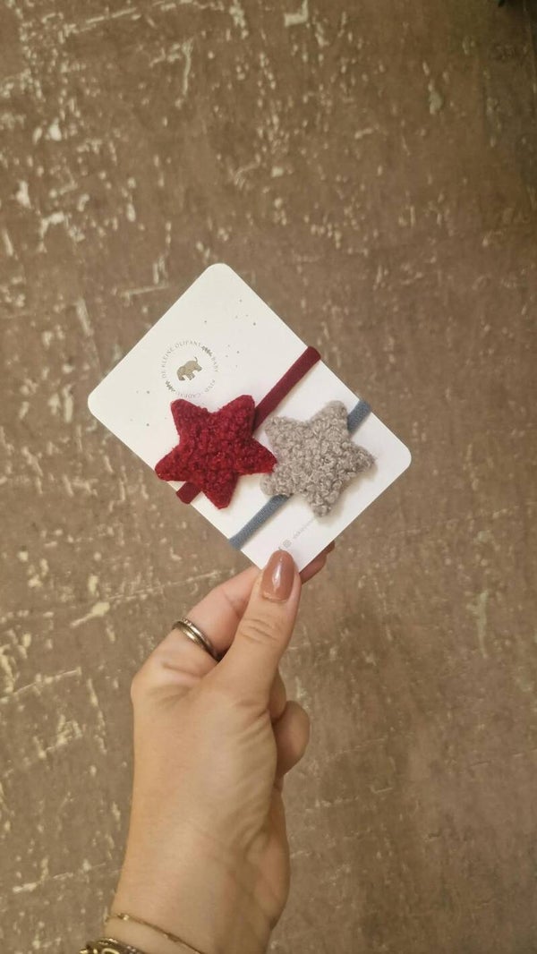 Haarelastiekjes Kind - Sterren - Teddy/Rood/Grijs