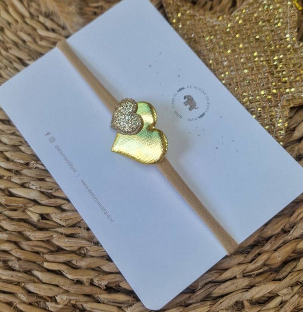 Haarband Baby - Goud/Hartjes