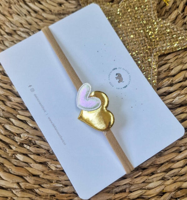 Haarband Baby - Hartjes/Wit/Goud