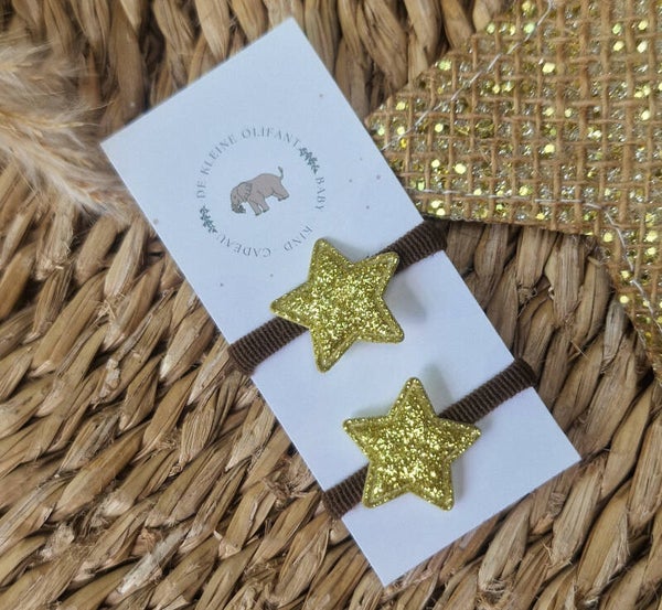 Haarelastiekjes Baby - Glitter/ Goud / Sterren