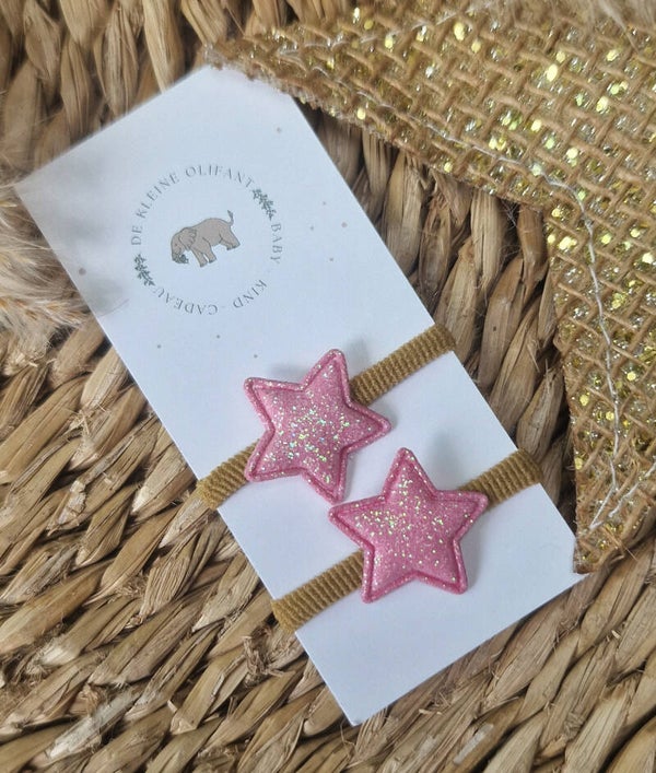 Haarelastiekjes Baby - Glitter/Roze/Sterren