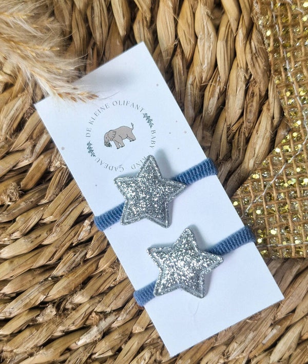 Haarelastiekjes Baby - Glitter/Zilver/Ster
