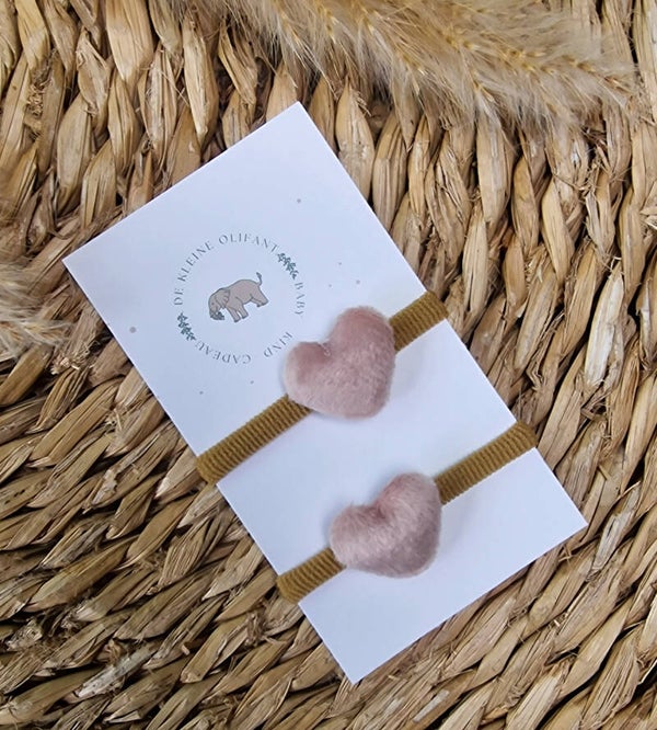 Haarelastiekjes Baby - Hartjes/Roze