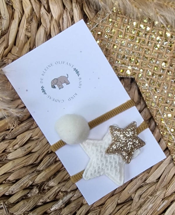 Haarelastiekjes Baby - Glitter/Goud/Creme