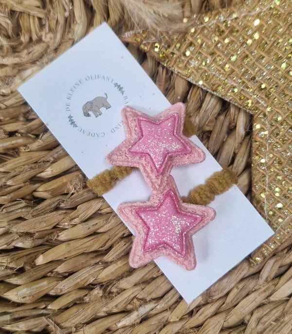 Haarelastiekjes Baby - Glitter/Ster/Roze