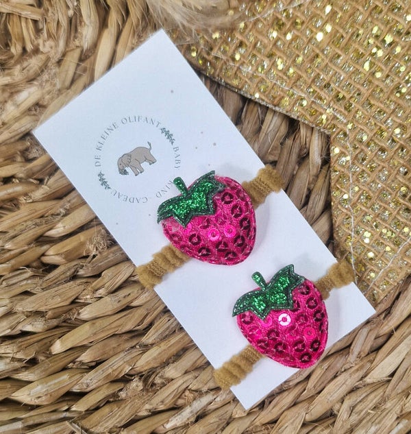 Haarelastiekjes Baby - Glitter/aardbei