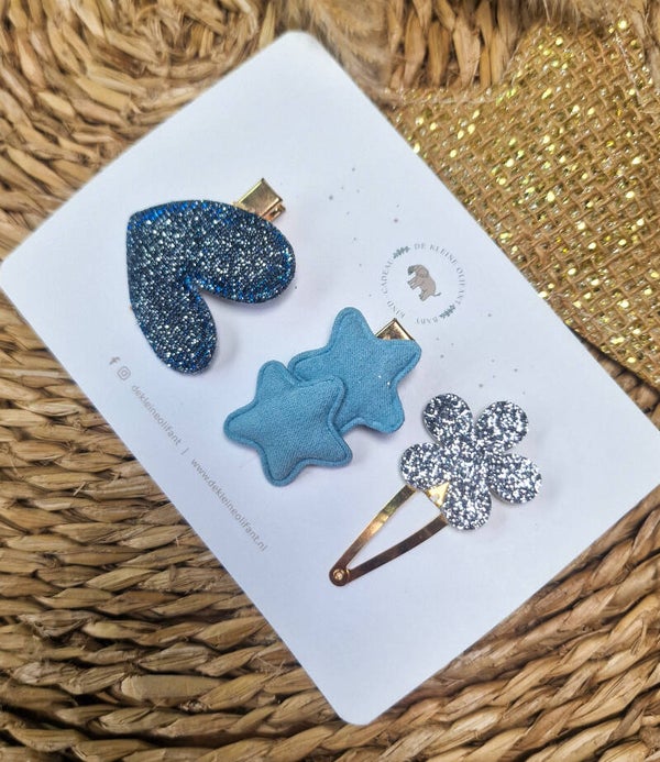 Haarspeldjes Kind - Glitter/Blauw