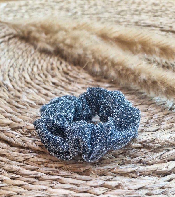 Scrunchie Kind -Glitter/ Zilver-Zwart