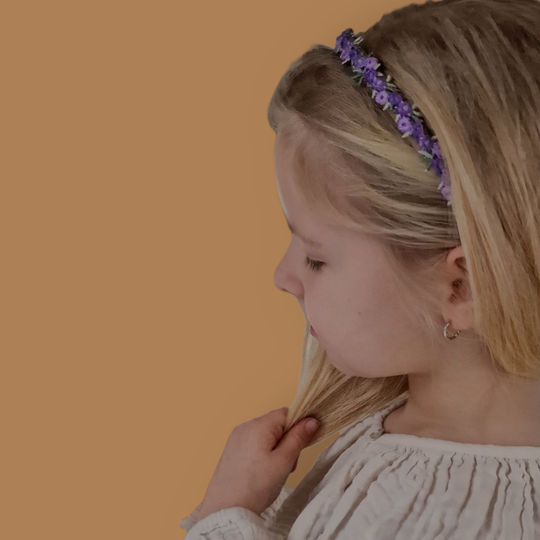 Haarband Diadeem - Paars/Groen - Bloemen