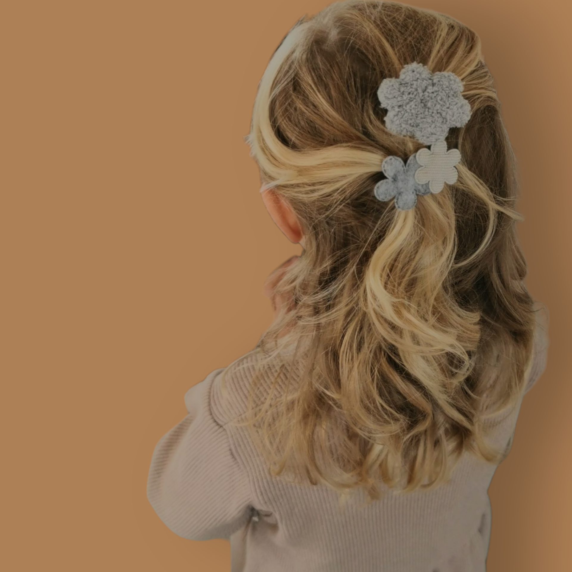 Haarspeldjes Kind - Grijs/Creme - Bloemen