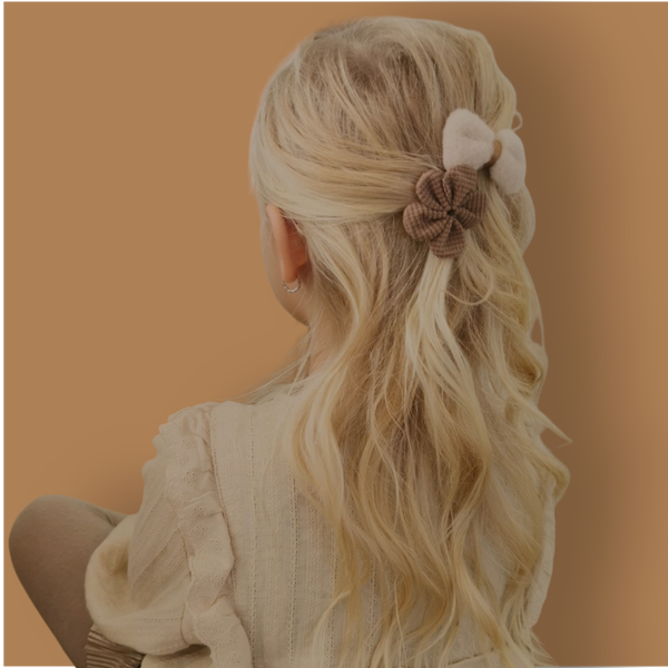 Haarspeldjes Kind - Bruin/Creme - Bloemen/Strik