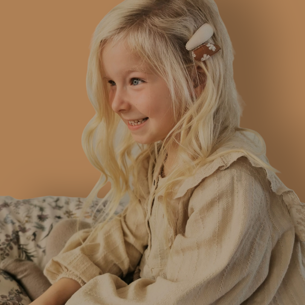 Basic Haarspeldjes Kind - Bruin/Creme - Teddy/Bloemen