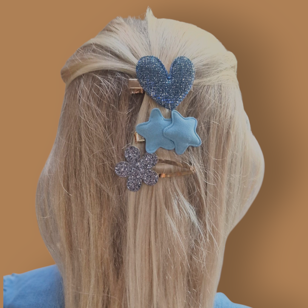 Haarspeldjes Kind - Glitter/Blauw