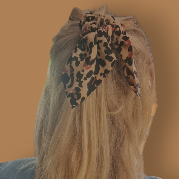 Haarelastiekje Kind - Strik - Panter/Oranje