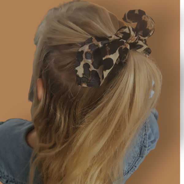 Haarelastiekje Kind - Strik - Panter/Bruin