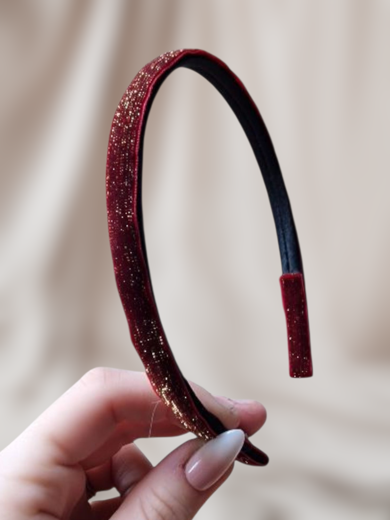 Haarband Diadeem - Velvet - Bordeaux Rood/Glitter