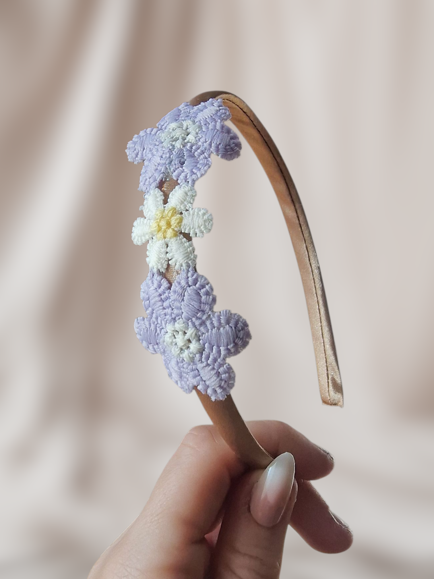 Haarband Diadeem - Bloemen - Paars/Wit