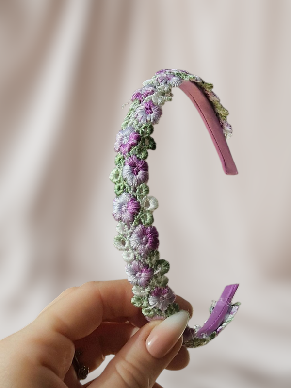 Haarband Diadeem - Paars/Groen - Gebloemd