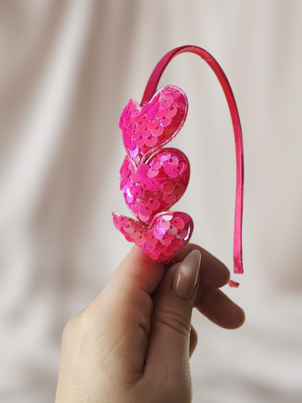 Haarband Diadeem - Pailletten/Hartjes/Roze