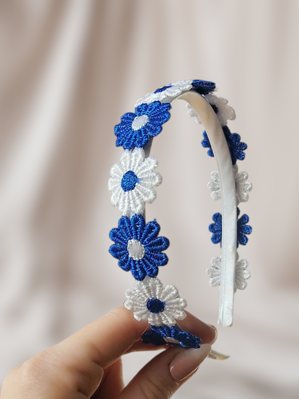 Haarband Diadeem - Blauw - Bloemen