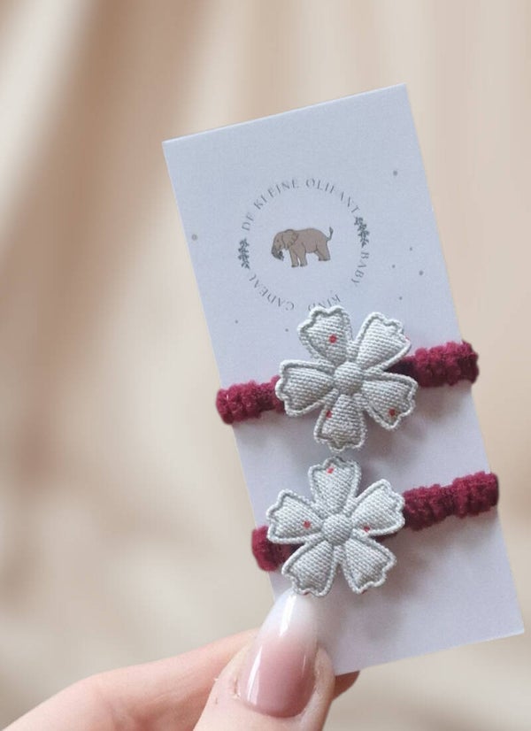 Haarelastiekjes Baby - Bloem/Rood/Grijs