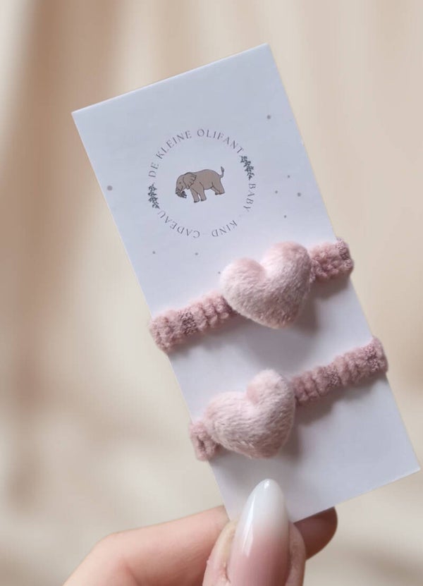 Haarelastiekjes Baby - Hartje/Lichtroze/Fluffy